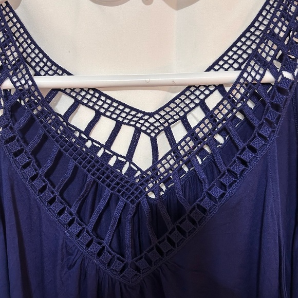 Elegant sleeveless Top - royal blue- lace neckline xxl- - new or like new - Picture 7 of 10